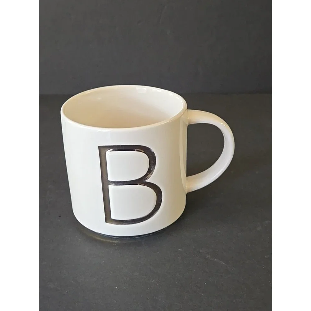 Williams Sonoma Ceramic Coffee Mug Monogram Letter Gold Initial B